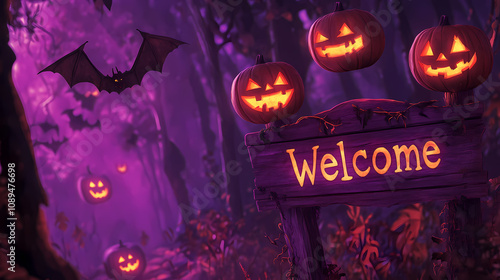 welcome halloween party sign