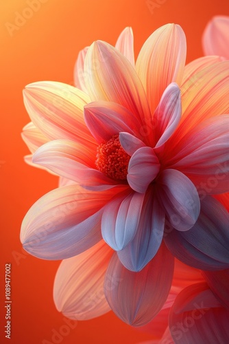 Vibrant Dahlia Flower in Shades of Orange and Pink