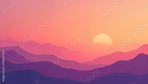 A sunset-inspired gradient background with warm orange, pink, and purple tones blending gently.
