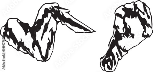  Chicken pieces, wing and thigh silhouette 