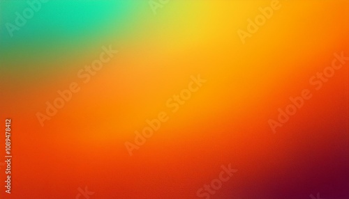 Abstract background, Neon tangerine and Neon yellow gradient background with light leak and grainy texture.