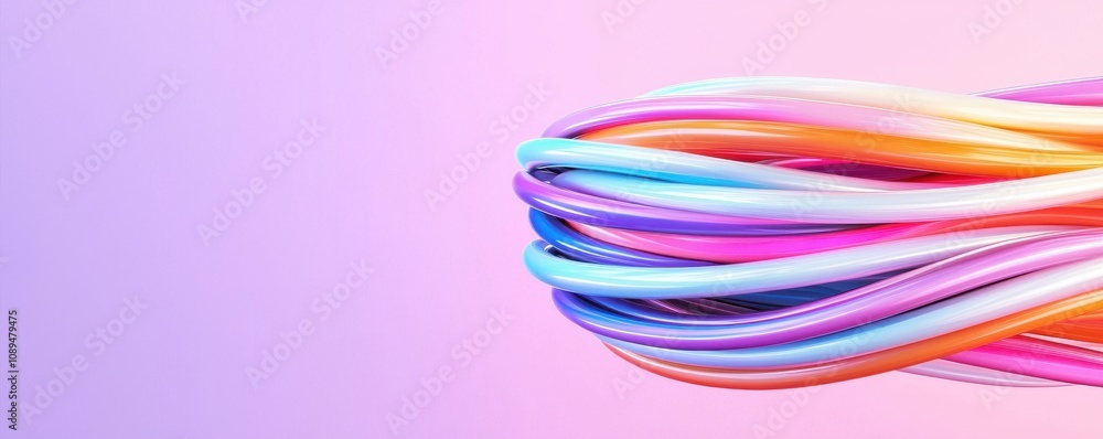 A vibrant swirl of colorful wires against a soft gradient background, creating a dynamic and visually appealing abstract design. A vibrant swirl of colorful wires against a soft gradient background, creating a dynamic and visually appealing abstract design.