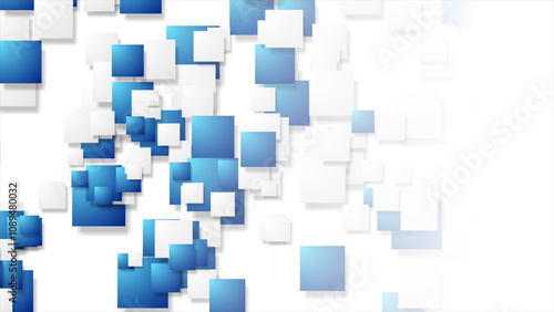 Blue and white squares abstract geometric background