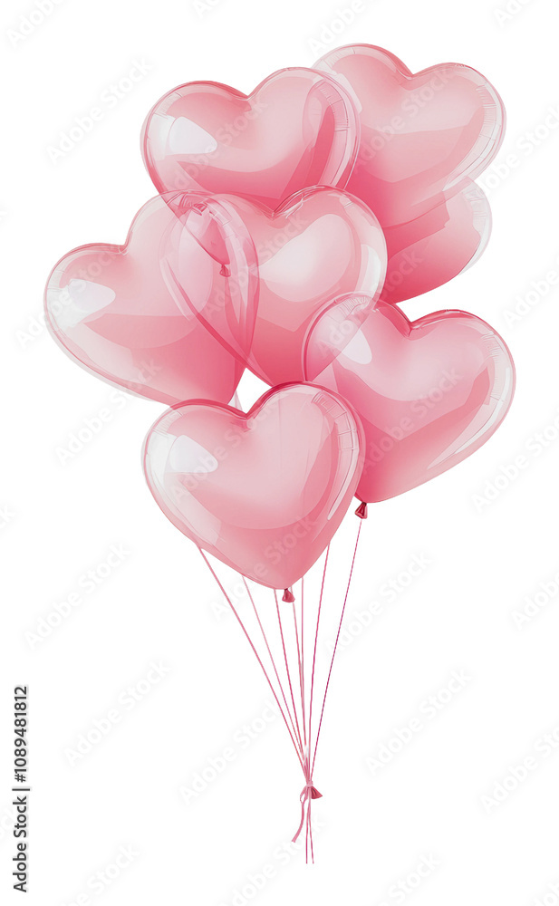 PNG Heart-shaped pink balloons for a celebration event PNG Heart-shaped pink balloons for a celebration event