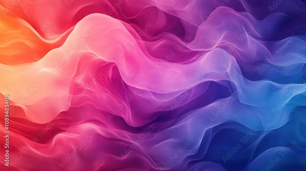 Fototapeta premium Radiant pink and purple waves in a flowing, lively abstraction with copy space