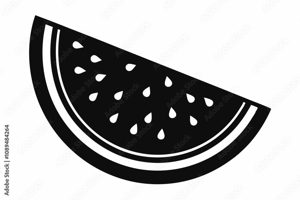 Watermelon silhouette, Watermelon slice vector icon Watermelon silhouette, Watermelon slice vector icon