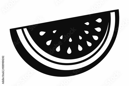 Watermelon silhouette, Watermelon slice vector icon