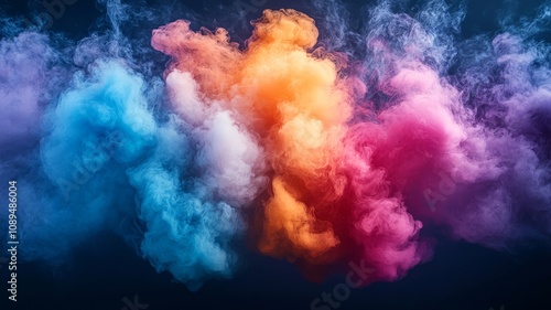 Colorful cloud of smoke in an artistic abstract display