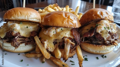 Shrimp Bacon Slider Trio with French Fries