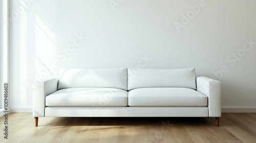 White Sofa in a Minimalist Living Room