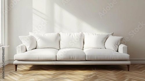 Elegant White Sofa in a Modern Living Room