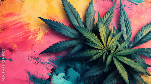 Cannabis Hintergrund, abstrakt und geometrische Formen, Halluzination berauschend Hanf und THC