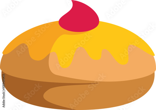 This sufganiyot is filled with delicious jelly and topped with a sweet glaze, perfect for celebrating the jewish holiday of hanukkah