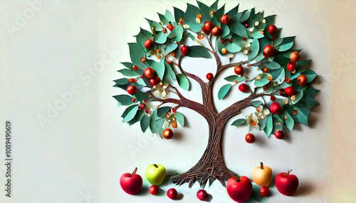 Paper art apple tree photo