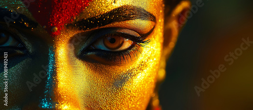 kathakali performance from kerala based on ramayana, photo realism, vibrant, photo