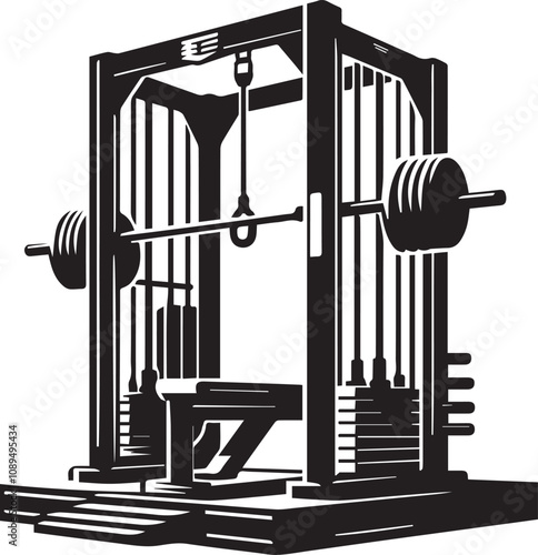 Silhouette illustration of Smith Machine white background