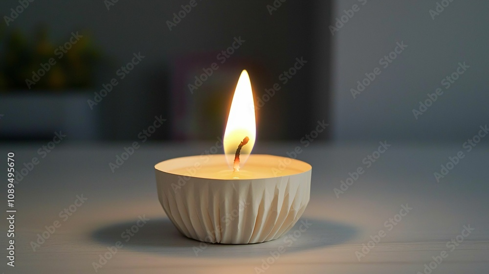 Craftsmanship and creativity in paper art. A cozy candle glows softly in a dim space, casting warm light and enhancing a tranquil atmosphere. Craftsmanship and creativity in paper art. A cozy candle glows softly in a dim space, casting warm light and enhancing a tranquil atmosphere.