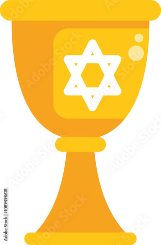 Golden kiddush cup featuring star of david, symbolizing the jewish ritual of blessing and sanctifying the sabbath