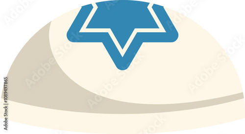 Simple vector illustration of a kippah, the traditional head covering worn by jewish men