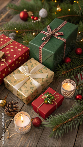 Beautifully Wrapped Christmas Gifts with Decorations