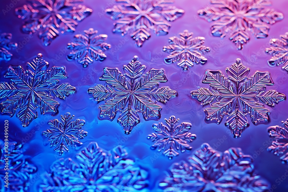 Abstract glowing snowflake pattern on a blue gradient background Abstract glowing snowflake pattern on a blue gradient background