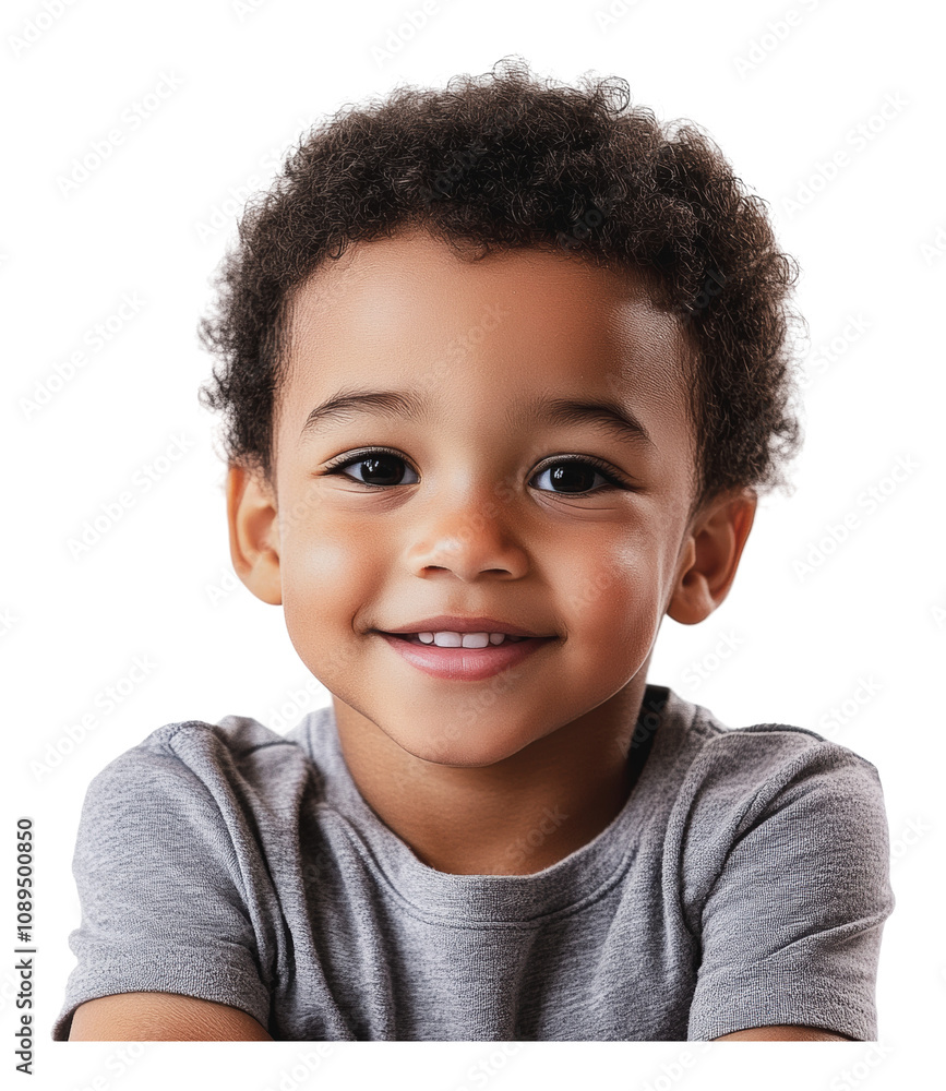 PNG Happy child smiling in a light gray shirt indoors PNG Happy child smiling in a light gray shirt indoors