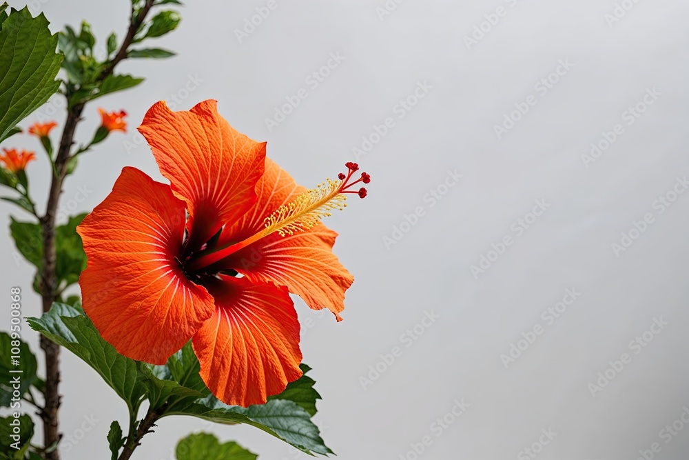 Vibrant Orange Hibiscus Flowers Isolated on White Background Vibrant Orange Hibiscus Flowers Isolated on White Background