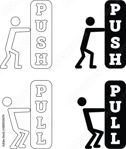 Push and pull web icon with editable fill and stroke