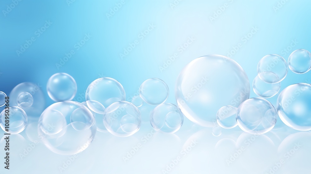 Transparent Spheres Floating in a Blue Background Transparent Spheres Floating in a Blue Background