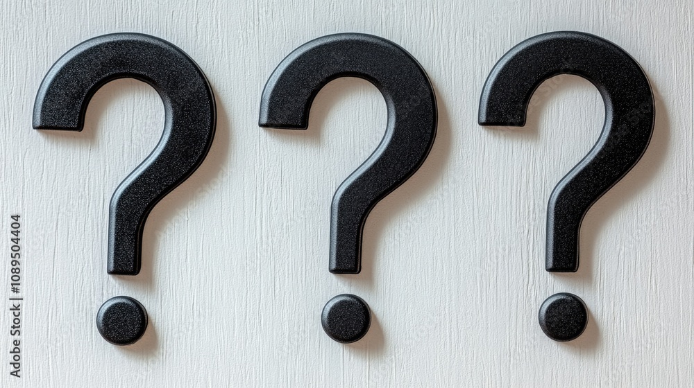 © Alla - Three black question marks on a white wall