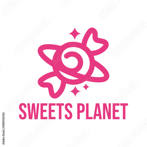 sweets planet flat minimalist logo design