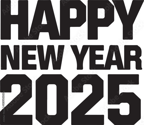 Happy new year 2025 design. truncated number illustrations. Premium vector design 2025