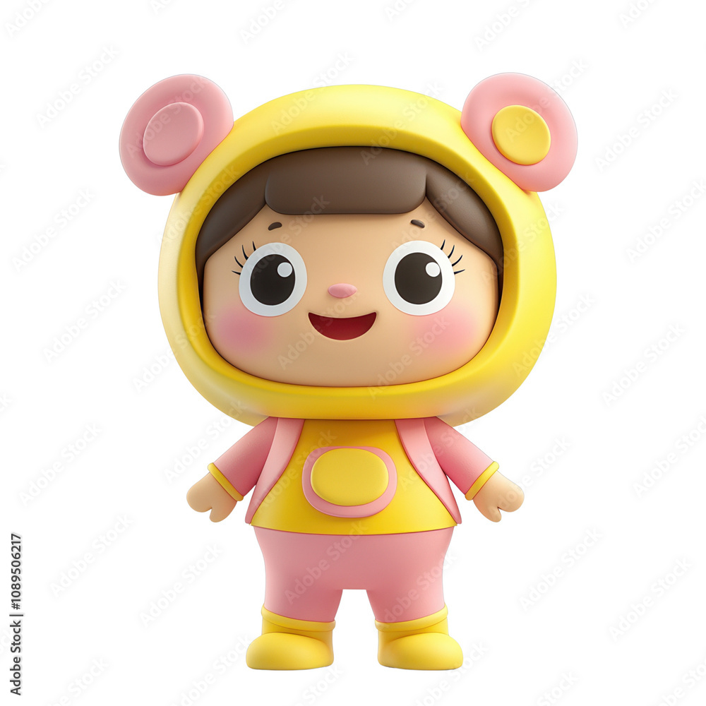 A cheerful cartoon character dressed in a colorful bear costume, perfect for children's content and playful designs.3d rendering isolate on white background A cheerful cartoon character dressed in a colorful bear costume, perfect for children's content and playful designs.3d rendering isolate on white background