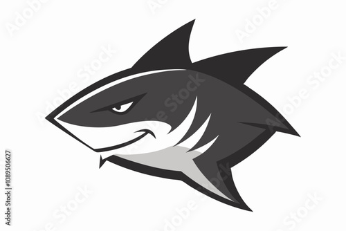 minimalist shark head mascot logo.