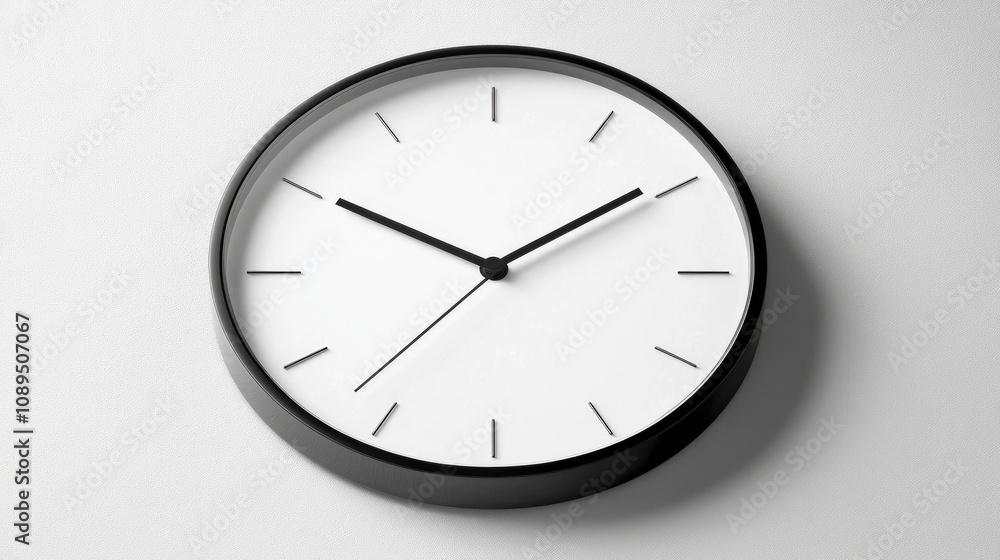 Minimalist Wall Clock Featuring Elegant Black Frame and Simple White Dial with Clean Lines on a Light Background for Modern Home or Office Decor Minimalist Wall Clock Featuring Elegant Black Frame and Simple White Dial with Clean Lines on a Light Background for Modern Home or Office Decor