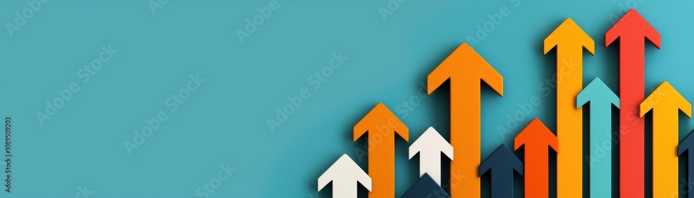 A vibrant graphic featuring colorful arrows pointing upwards against a teal background, symbolizing growth and progress. A vibrant graphic featuring colorful arrows pointing upwards against a teal background, symbolizing growth and progress.