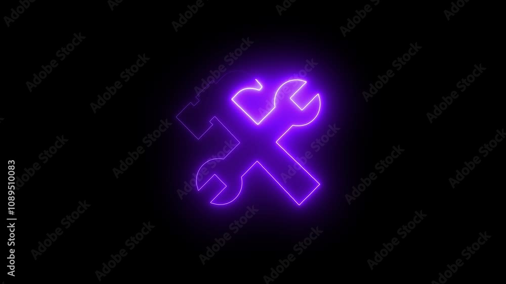 Hardware icon animation by purple color neon on black background. Hardware icon animation by purple color neon on black background.