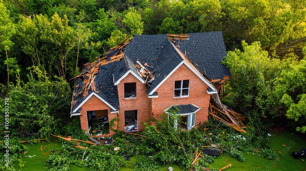 custom made wallpaper toronto digitalHurricane aftermath damaged house roof residential area photo natural disaster aerial view recovery efforts
