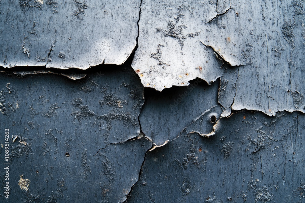 Obraz premium Close-up shot of peeling paint on a worn-out wall, great for interior design or real estate images
