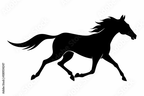 horse running silhouette vector black animal on a white background