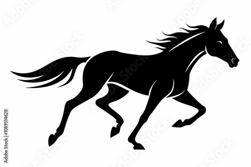 horse running silhouette vector black animal on a white background