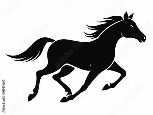 horse running silhouette vector black animal on a white background