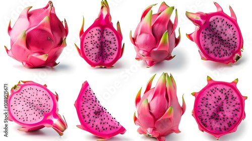 Vibrant Pink Dragon Fruit Sections Radiating Exotic Flair for Fresh Marketing Campaigns