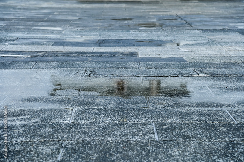 The water reflection of the National Chiang Kai-shek Memorial Hall at Liberty Square in Taipei, Taiwan. The memorial hall is a famous national monument, landmark and popular tourist attraction of Asia