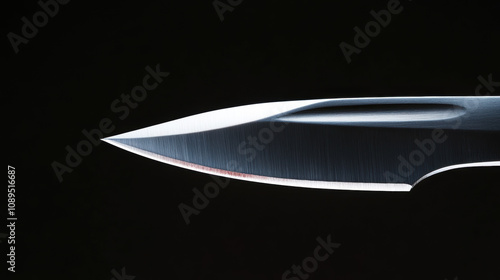 Close-up of the sharp edge of a knife blade photo