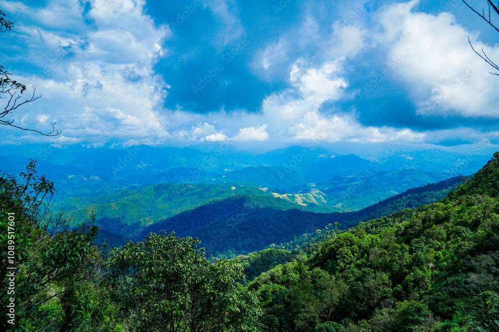Breathtaking mountain view lush green valley nature photography scenic landscape wide angle serenity and adventure