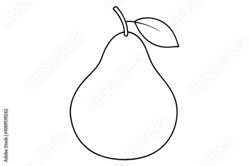 Pear fruit outline vector, Pear line art vector illustration
