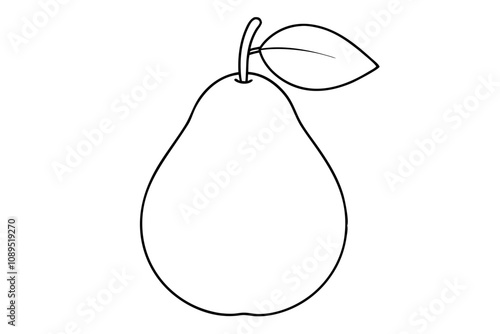 Pear fruit outline vector, Pear line art vector illustration