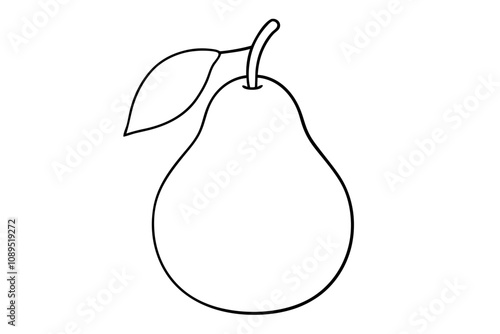 Pear fruit outline vector, Pear line art vector illustration