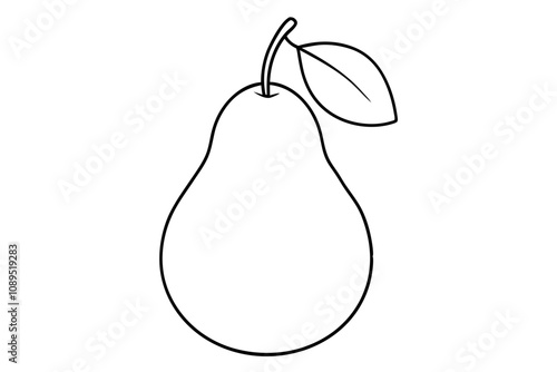 Pear fruit outline vector, Pear line art vector illustration